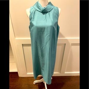 NWT Talbots Silk Dress size 14 blue green